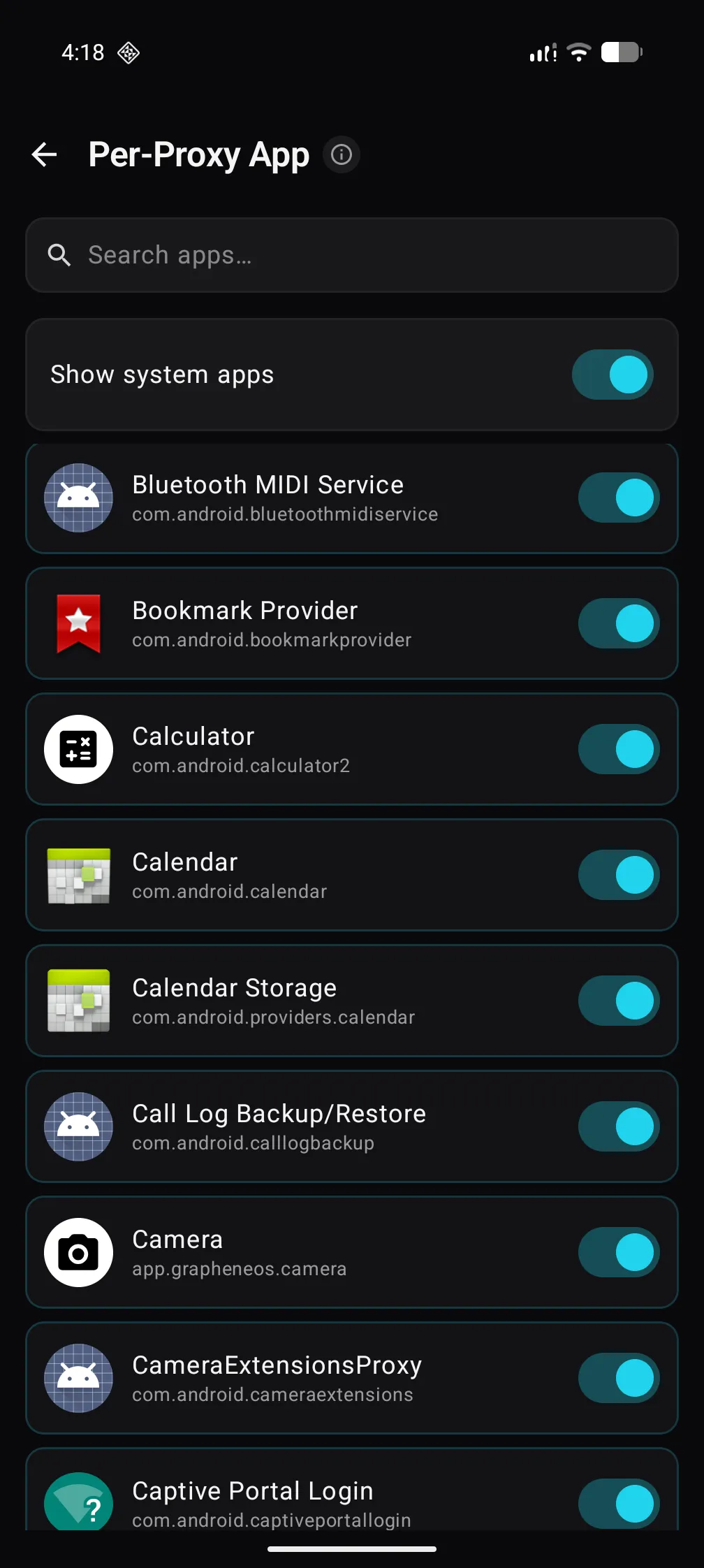 Choosing which apps use the VPN